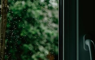 Glass Door with Raindrops