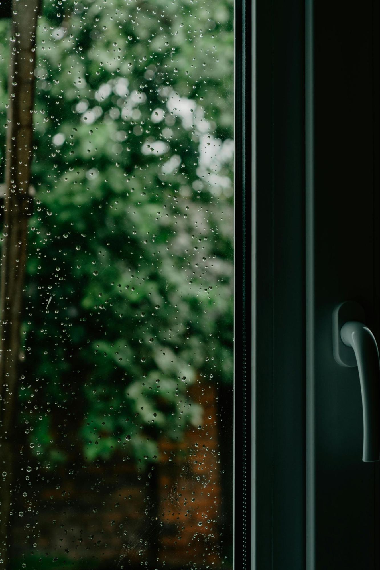 Glass Door with Raindrops