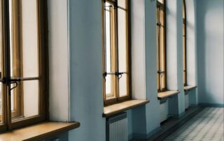 Hallway with Arched Windows