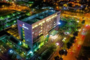 Hospital Building at Night from the Outside